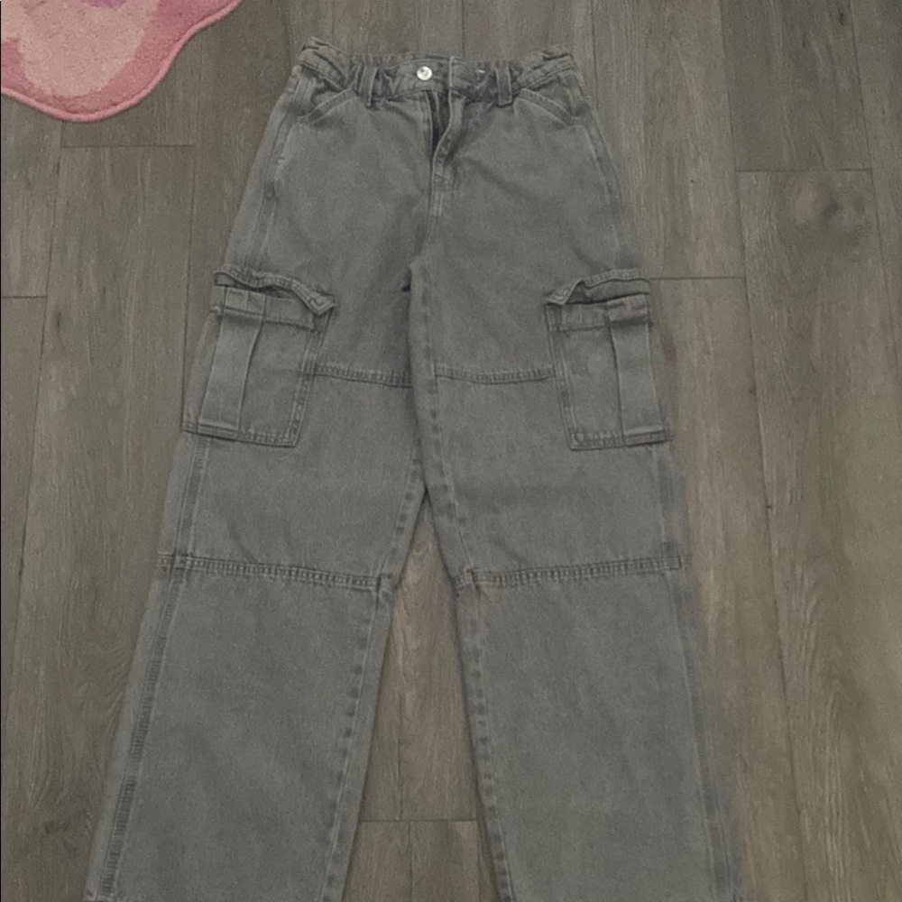 Gray Cargo Women Jeans